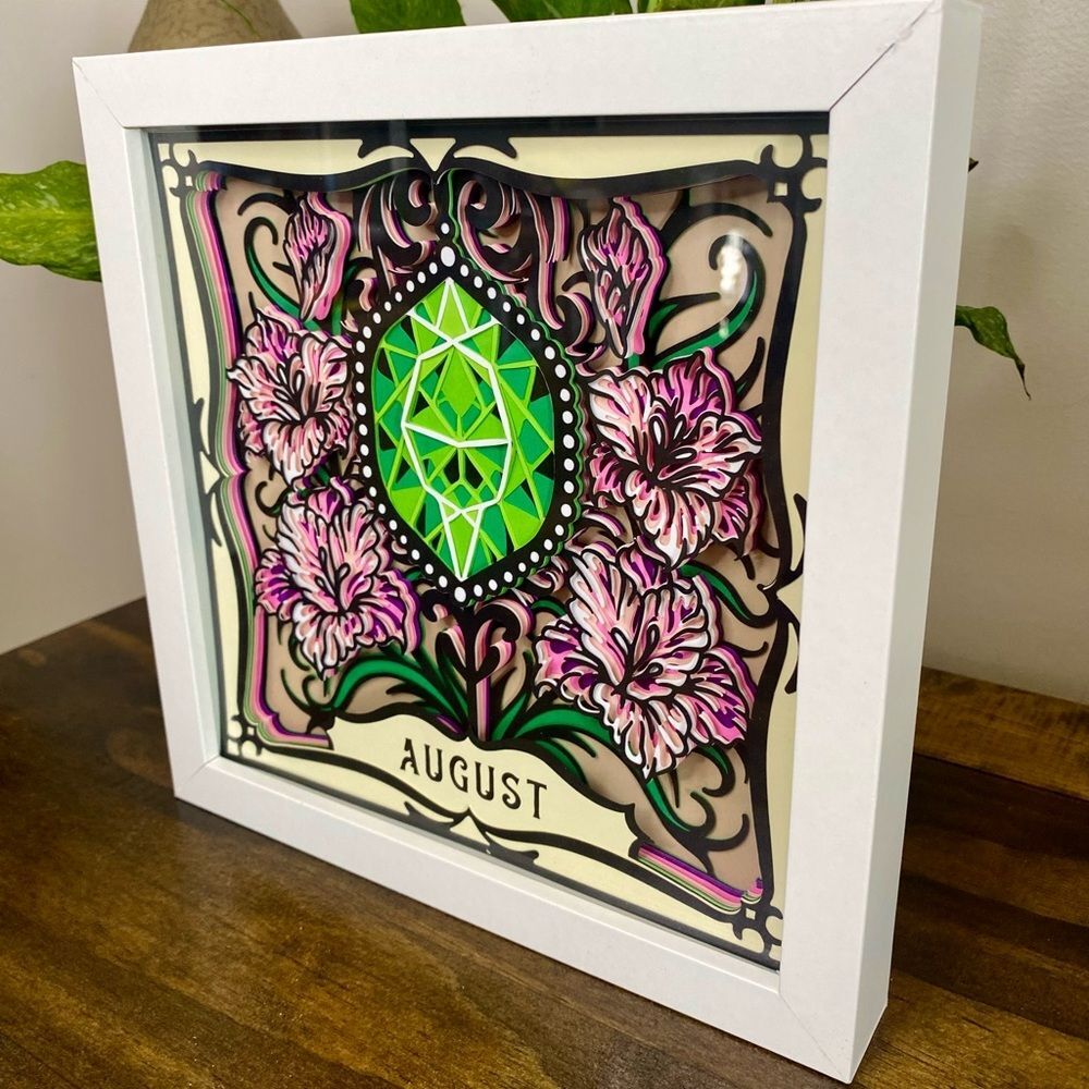 3D August Gemstone Shadowbox - Picture 4 of 6
